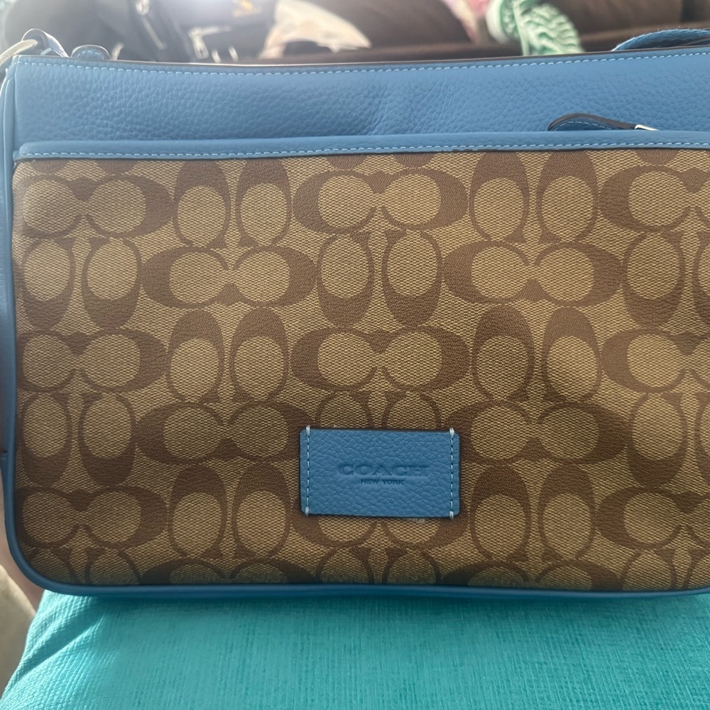 Coach Brown and Blue Signature Bag